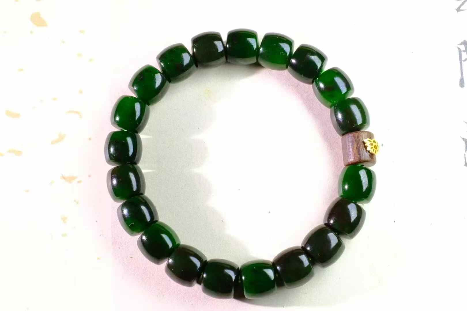 和田玉碧玉七號礦手串,天然和田玉軟玉