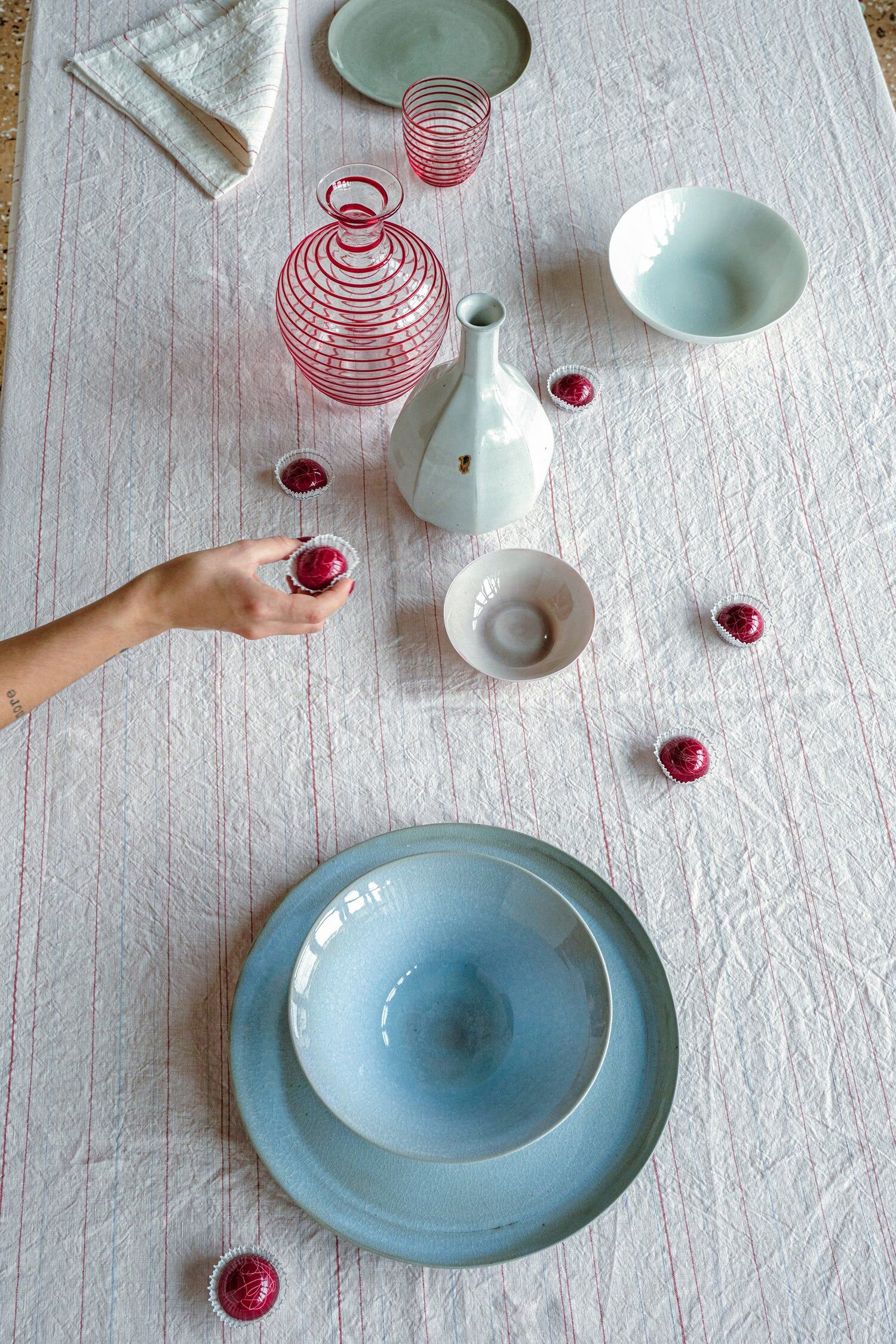 Riga Gabry 茶巾＿岩色/藍色條紋