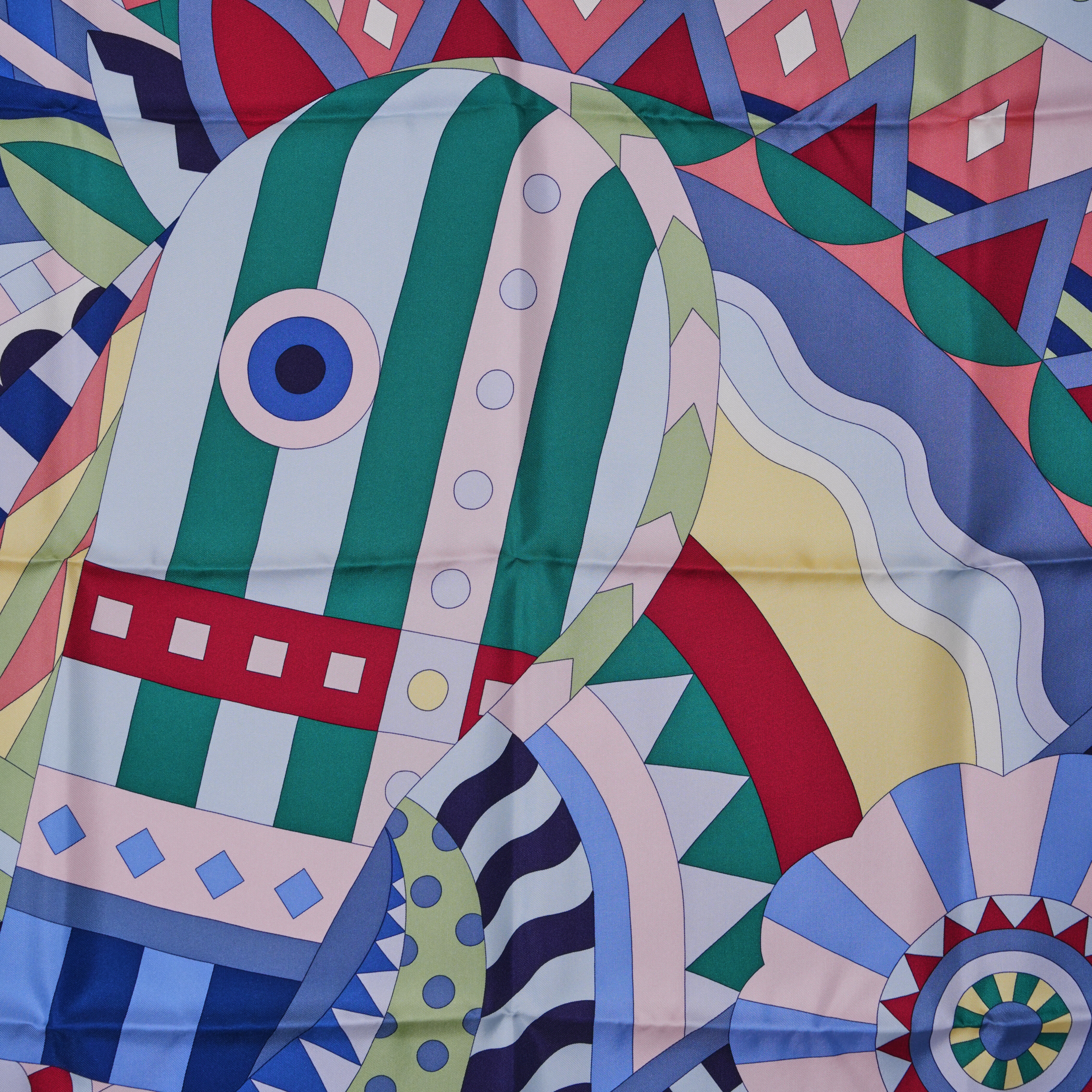 Hermes 藍色幾何絲巾