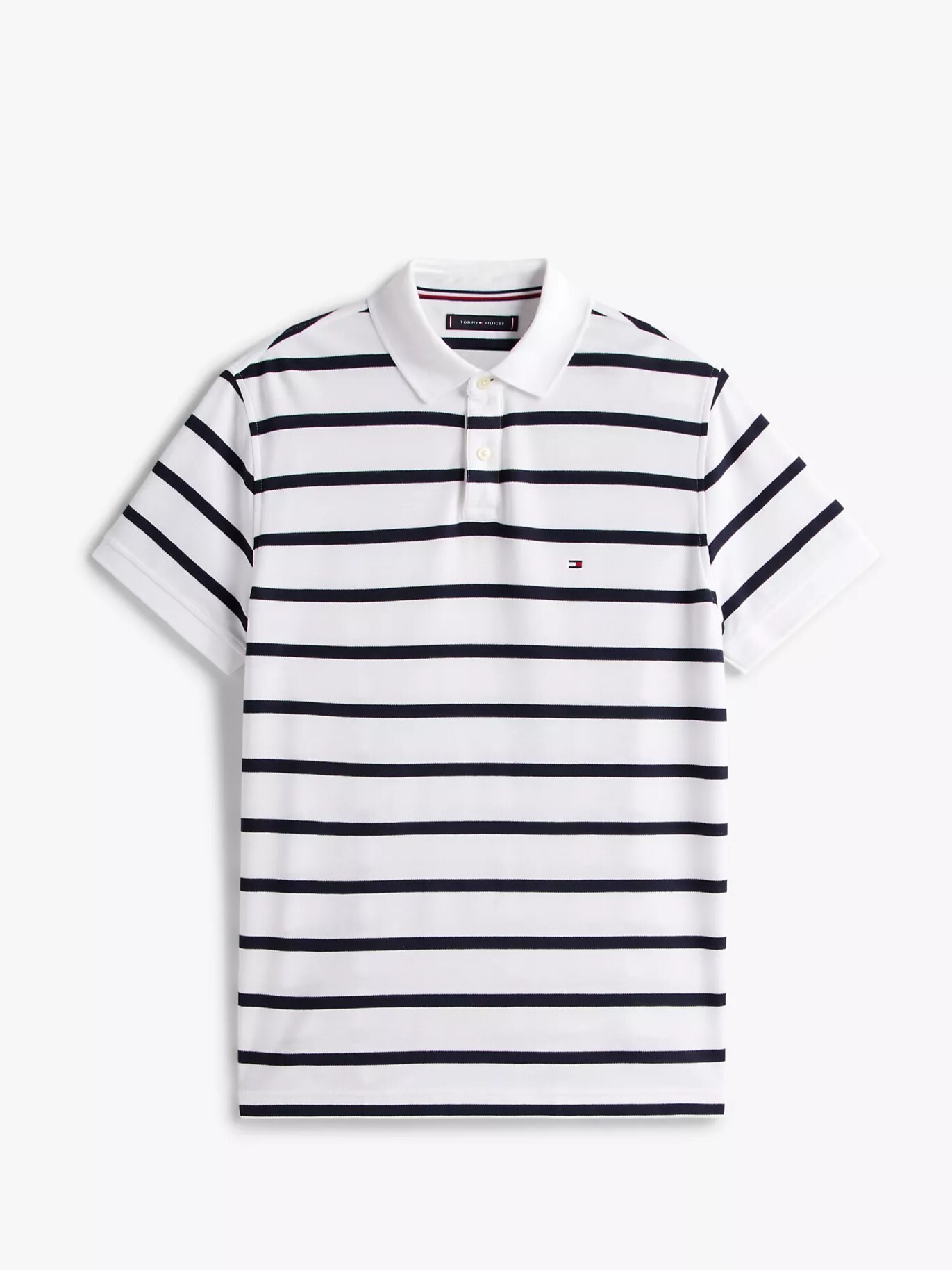 [S] TOMMY HILFIGER FRESH WHITE REGULAR FIT STRIPE WICKING POLO, 78J9397-100 (STH1205)