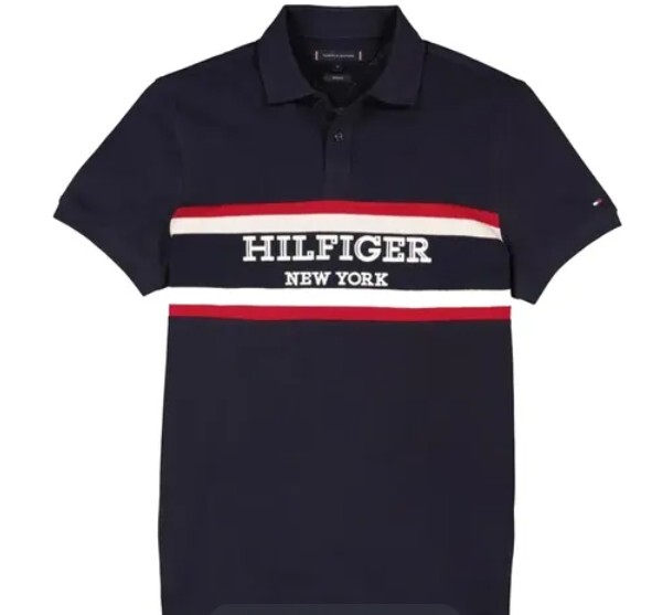 [S] TOMMY HILFIGER REGULAR FIT MONOTYPE COLORBLOCK POLO,NAVY, 78JB579-410 (STH1040)