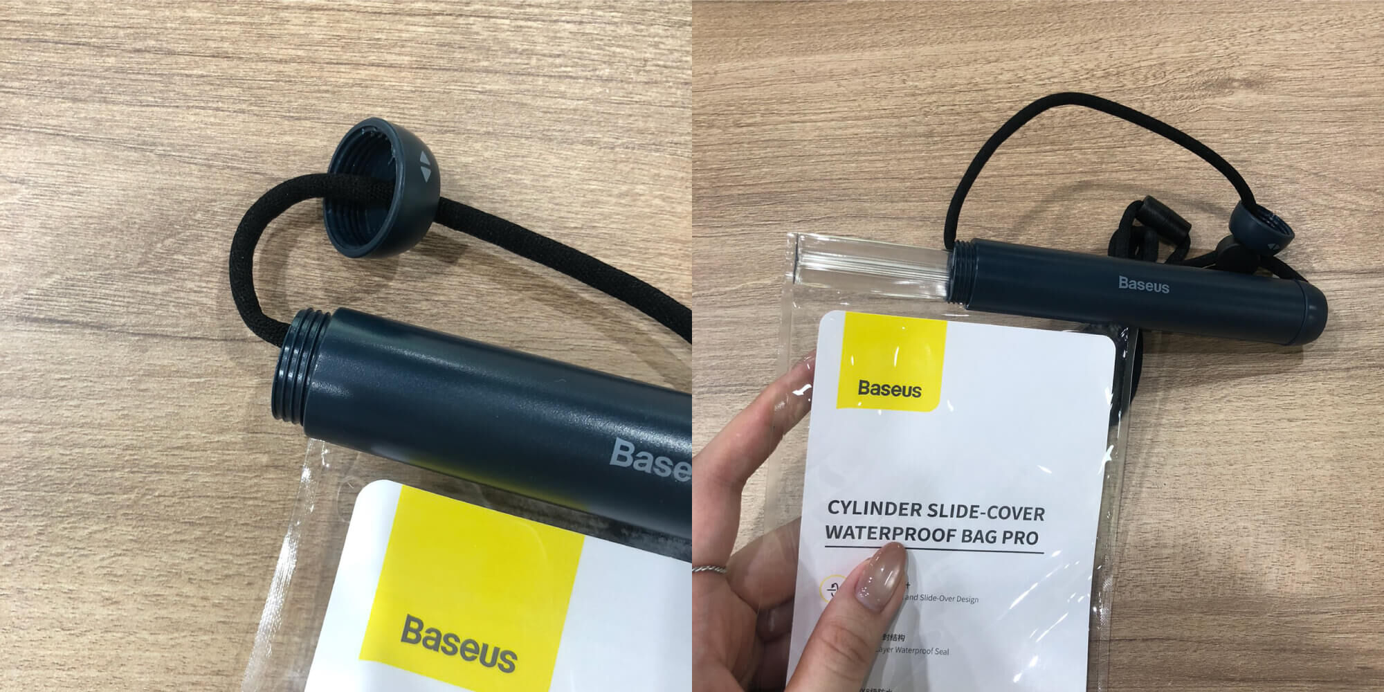 倍思圓筒滑蓋手機防水袋旋開滑蓋與防水封條實拍圖｜殼老爹 Cloud Shop