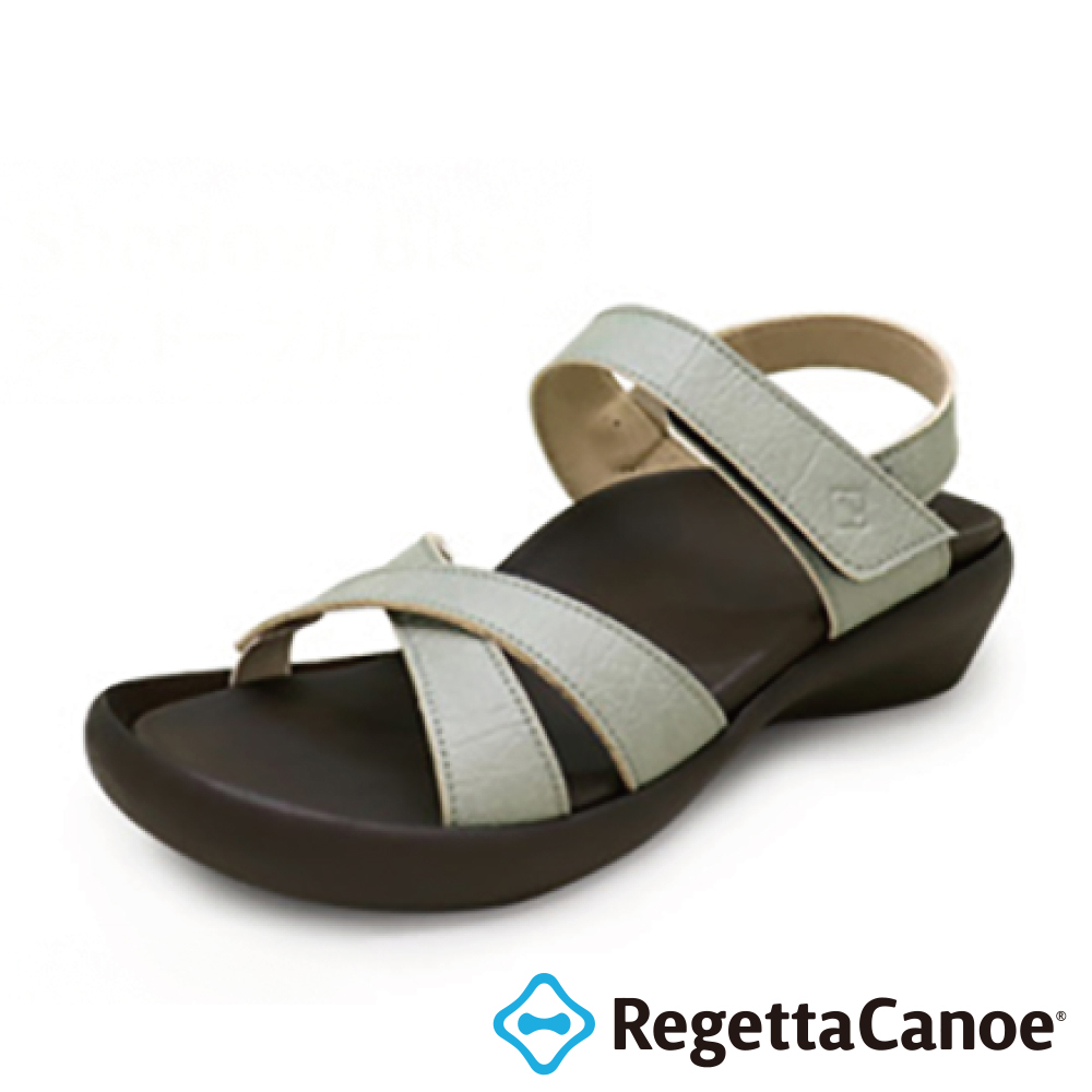 大阪樂步健康鞋 RegettaCanoe低跟楔型魔鬼氈後帶涼鞋CJFW3519(SBL-灰藍色)