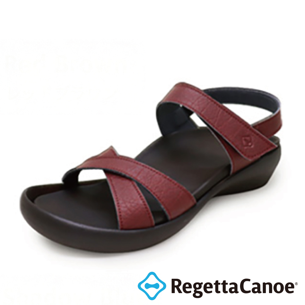 大阪樂步健康鞋 RegettaCanoe低跟楔型魔鬼氈後帶涼鞋CJFW3519(RBR-磚紅色)