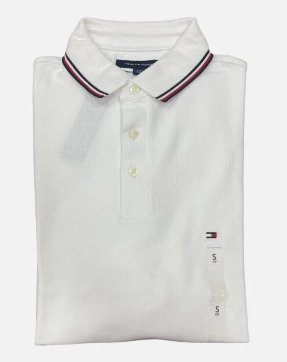 [S] TOMMY HILFIGER REGULAR FIT LONG SLEEVE TOMMY WICKING POLO,WHITE, 78J9766-100 (STH596)