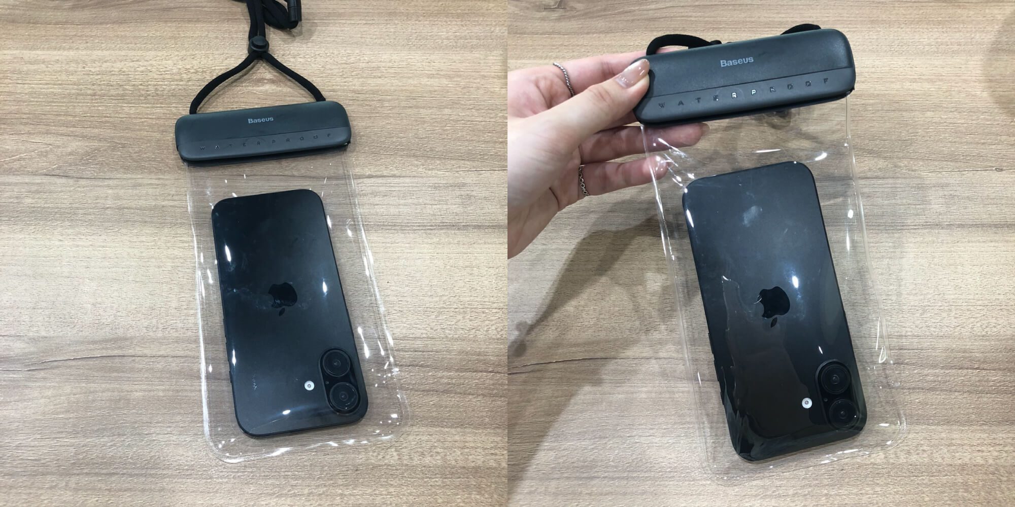倍思 Let's Go 防水袋裝入手機後展示，雙面透明可拍照操作滑螢幕｜殼老爹 Cloud Shop