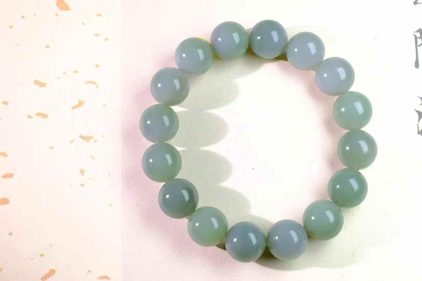 和田玉煙紫翠青手串 (12mm直徑),天然和田玉軟玉