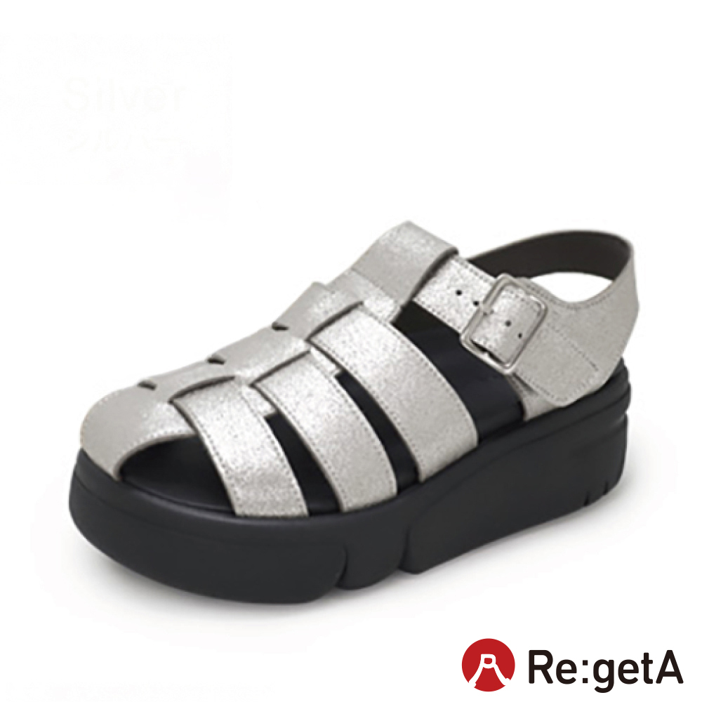 大阪樂步健康鞋 Re:getA輕量厚底編織漁夫涼鞋 RE255(SIL-白銀色)