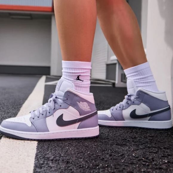 NIKE 休閒鞋 AIR JORDAN 1 MID 灰紫色 AJ1 中筒 男 DQ8426-145