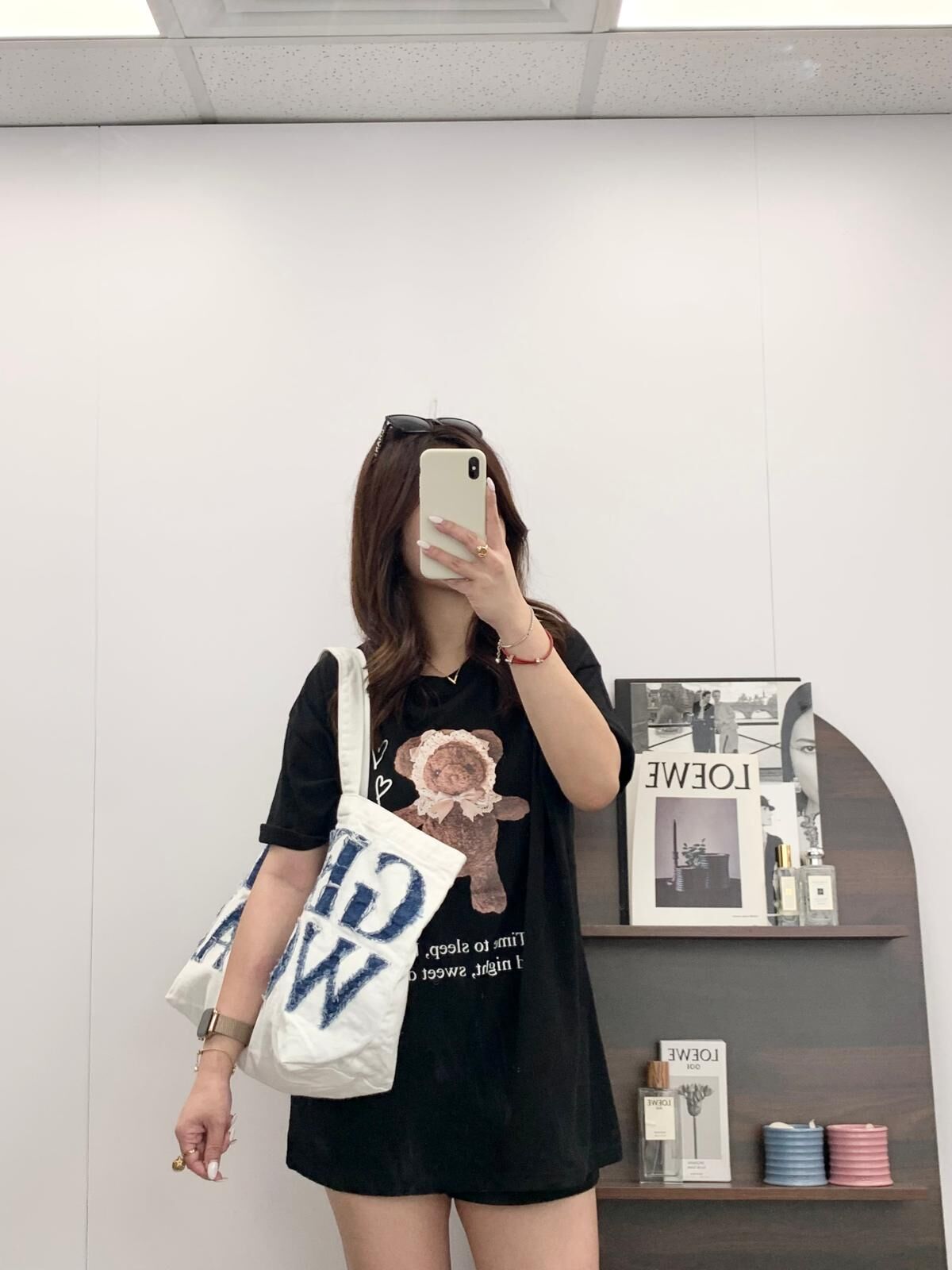 Gentle Woman Denim Tote Bag(White)