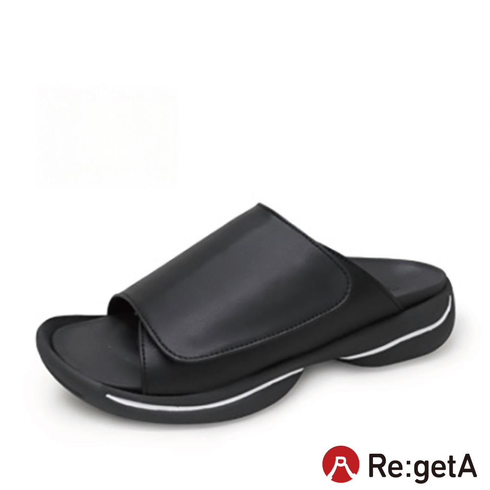 大阪樂步健康鞋 Re:getA魔鬼氈低跟輕量涼鞋RE3098(BLK-黑色)