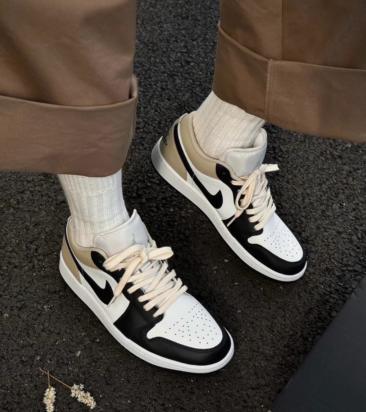 NIKE 休閒鞋 AIR JORDAN 1 LOW 黑白 燕麥奶 低筒 男 553558-153