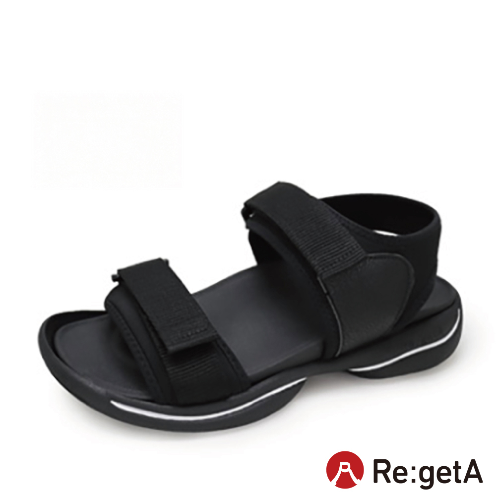 大阪樂步健康鞋 Re:getA輕量運動風魔鬼氈後帶涼鞋RE3099(BLK-黑色)