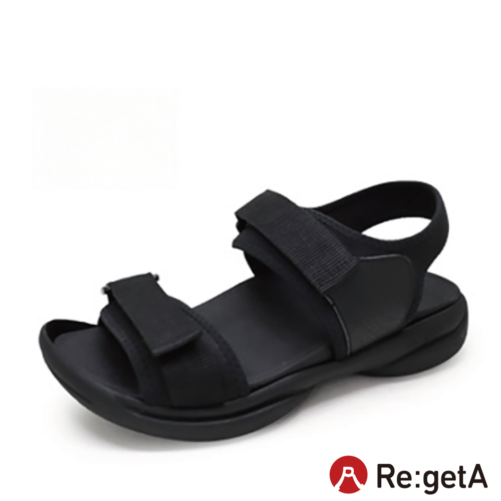 大阪樂步健康鞋 Re:getA輕量運動風魔鬼氈後帶涼鞋RE3100(BLK-黑色)