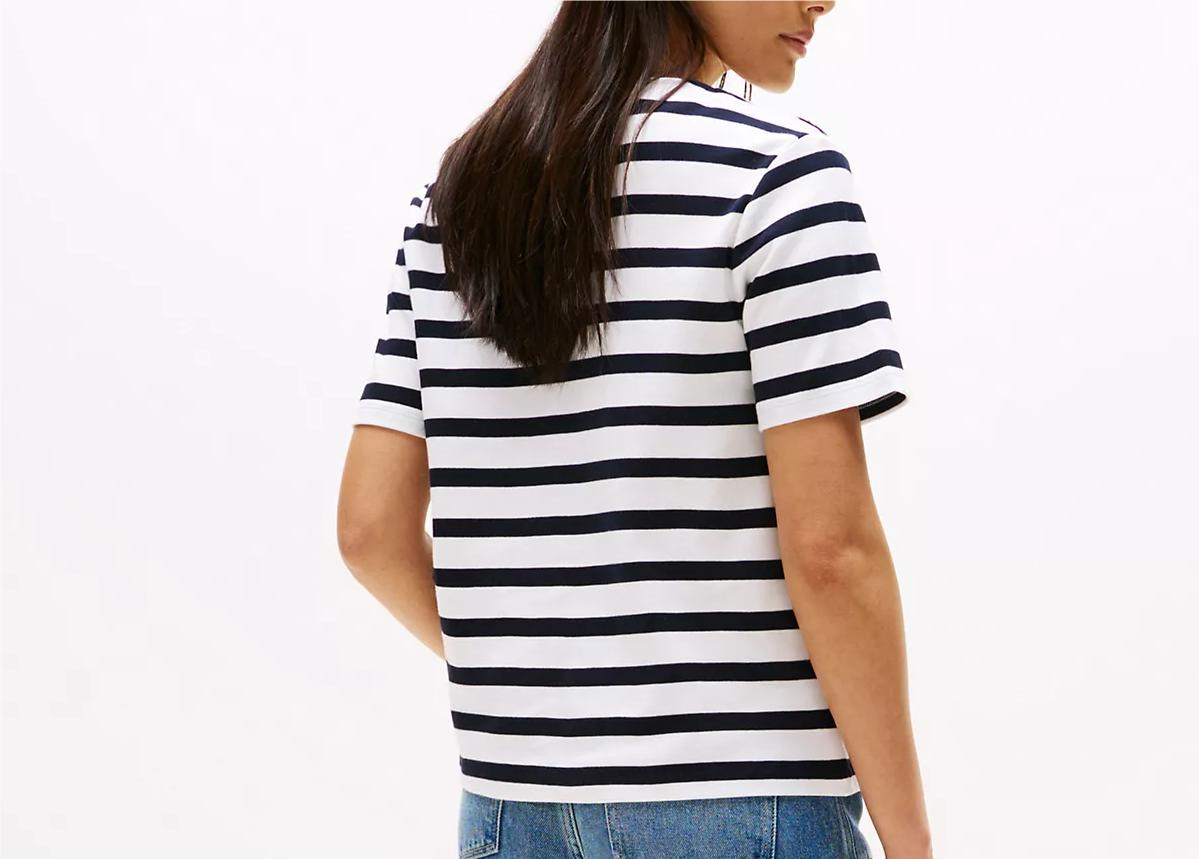 [S] TOMMY HILFIGER NAVY GOLD BUTTON SHOULDER T-SHIRT, XW05337-400 (STH1379)