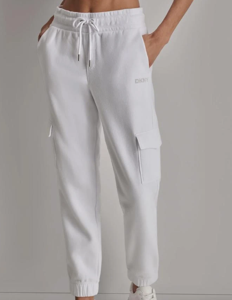 [S] DKNY MINI STUD LOGO JOGGER WITH CARGO POCKETS,WHITE, DP4P3504-WHT [FINAL SALE] (SD1091)