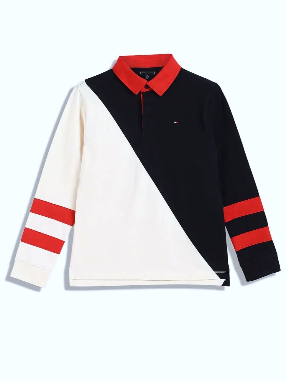 [S] TOMMY HILFIGER FIREWORKS/CALICO KIDS LONG SLEEVE COLORBLOCK RUGBY POLO, 71J4549-600 (STH1080)