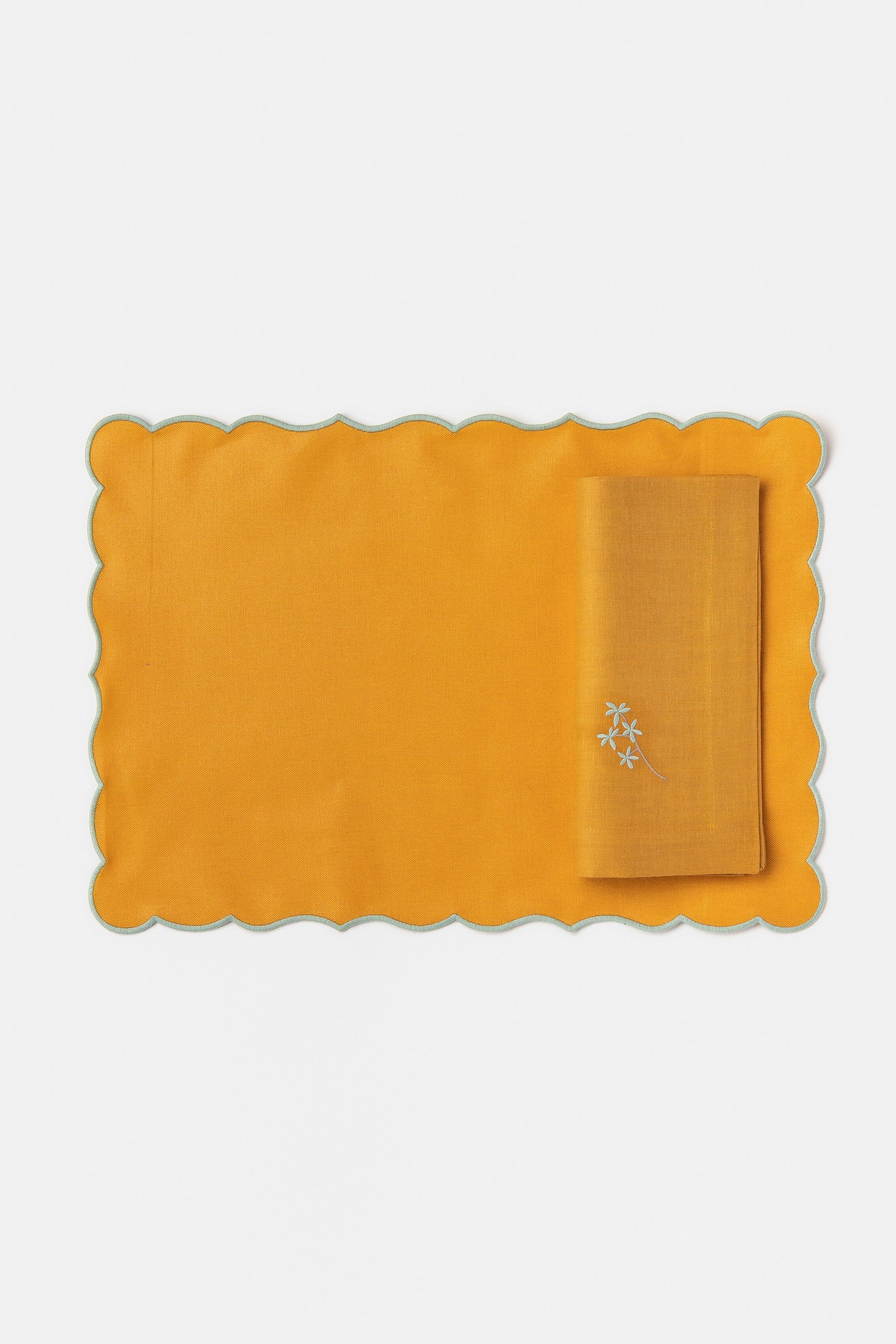 Lido 亞麻餐墊＿橘/淺藍