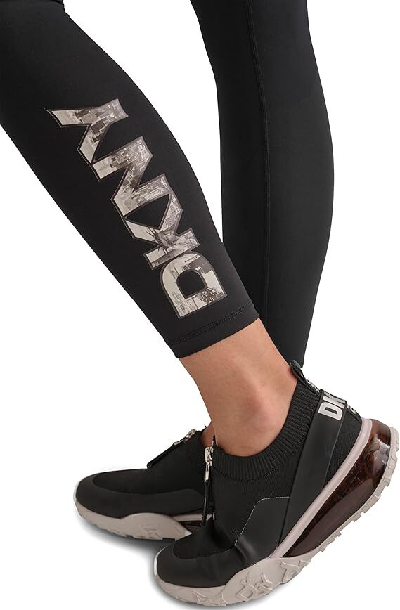[S] DKNY RHINESTONE LOGO HIGH WAIST LEGGING,BLACK, DP1P2694-BLK [FINAL SALE] (SD335)