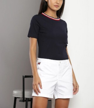 [S] TOMMY HILFIGER STRIPE COLLAR CREWNECK T-SHIRT,NAVY, 76J3049-410 [FINAL SALE] (STH380)