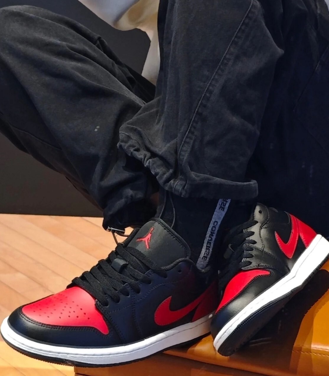 NIKE 休閒鞋 AIR JORDAN 1 LOW GS 黑紅 經典 大童 女 553560-067