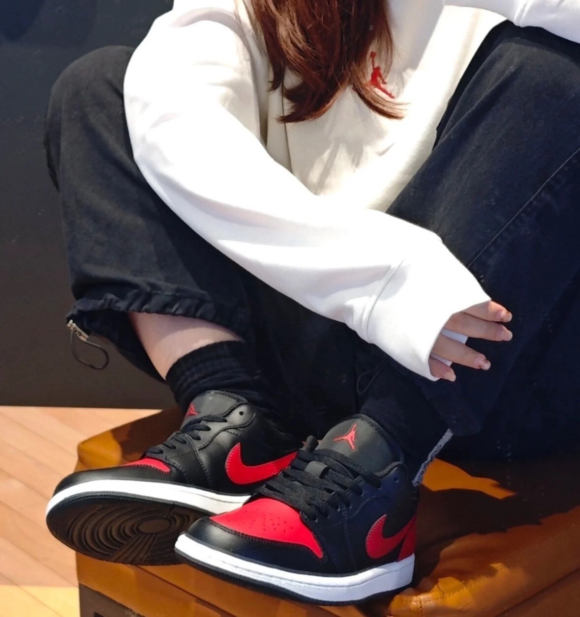 NIKE 休閒鞋 AIR JORDAN 1 LOW GS 黑紅 經典 大童 女 553560-067