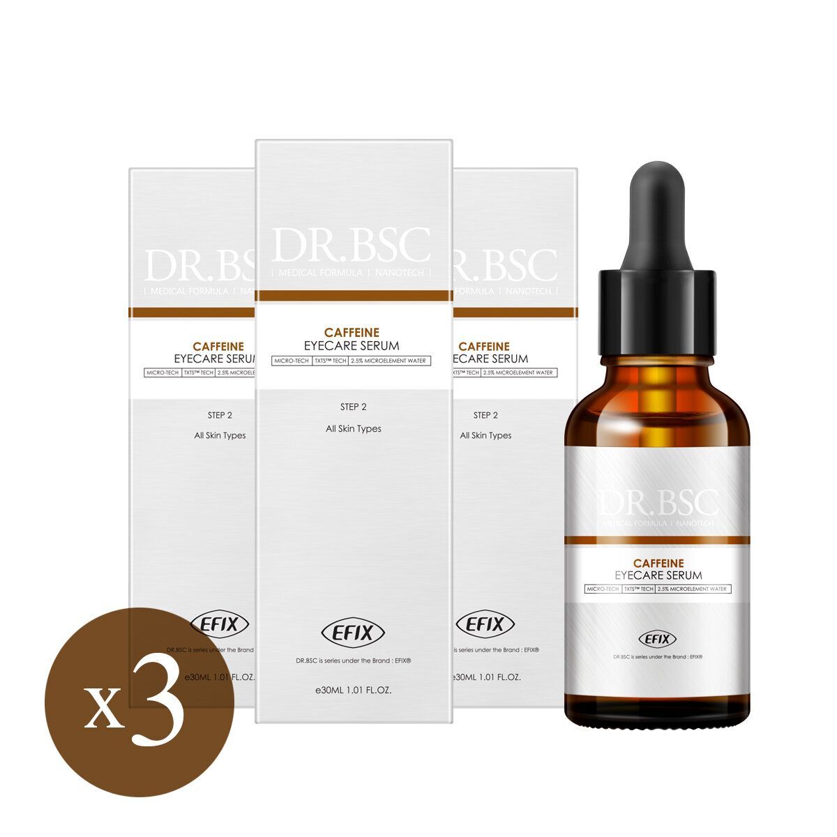 EFIX DR.BSC (3盒特惠裝)⭐去浮腫去黑眼圈⭐10％極高濃度咖啡因眼周精華(30毫升)【原装正品行貨】