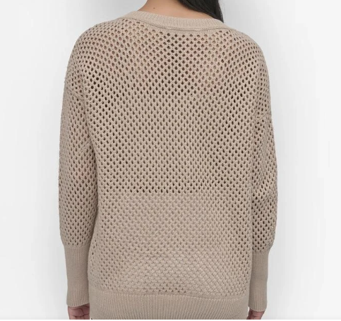 [S] DKNY PEBBLE DJ5R0536 WIDE SLEEVE CREW NECKOPEN POINTELLE STITCH, 732465845963 FINAL SALE (SD1408)