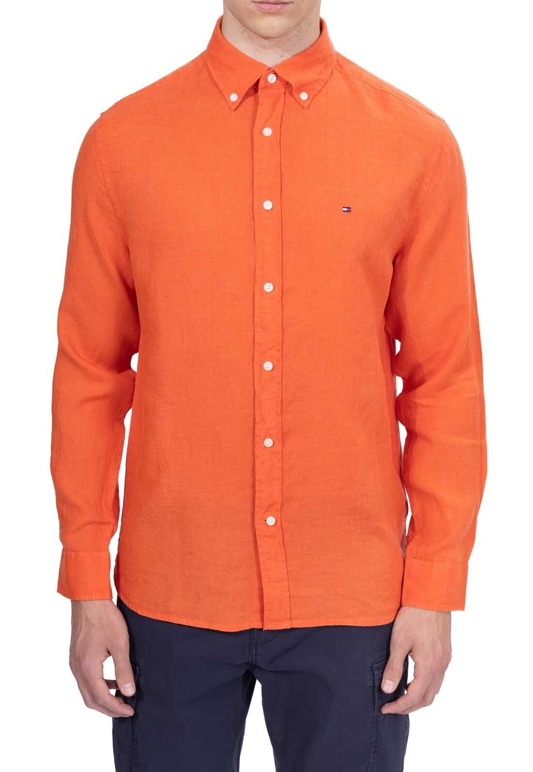[S] TOMMY HILFIGER ORANGE LONG SLEEVE BUTTON SHIRT, XW04799-651 (STH1320)