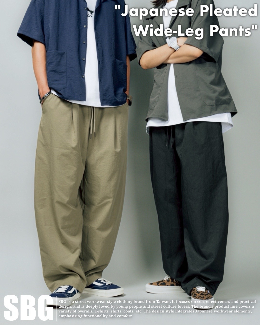 #預購 SBG 日系寬鬆打折長褲 V0001 兩色