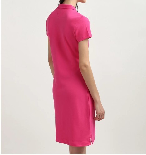 [S] TOMMY HILFIGER SOLID POLO DRESS,PINK PASSION, 76J2992-642 (STH358)