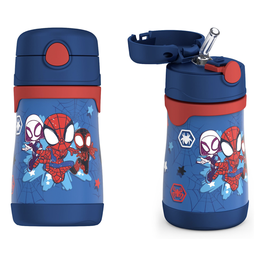 美國 Thermos 不鏽鋼真空兒童保溫吸管水壺 - Spidey