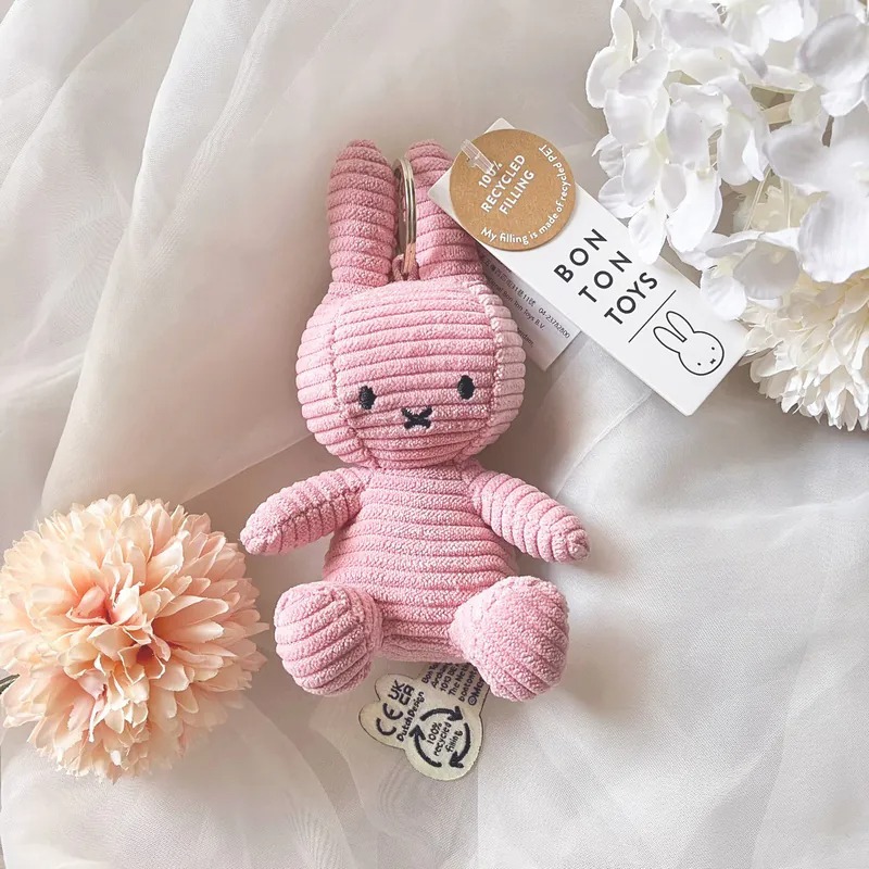 BON TON TOYS｜Miffy米菲兔ECO燈芯絨鑰匙圈-粉 10cm