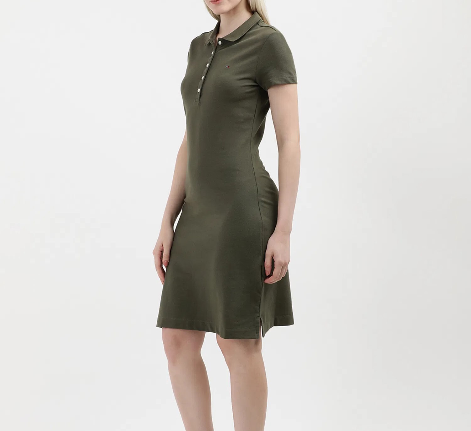 [S] TOMMY HILFIGER TOMMY HILFIGER SLIM FIT POLO DRESS,OLIVE GREEN, 76J4866-701 (STH1137)