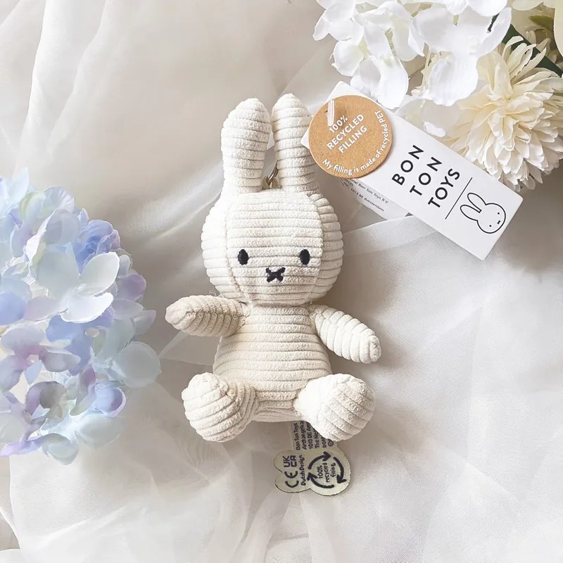 BON TON TOYS｜Miffy米菲兔ECO燈芯絨鑰匙圈-白 10cm