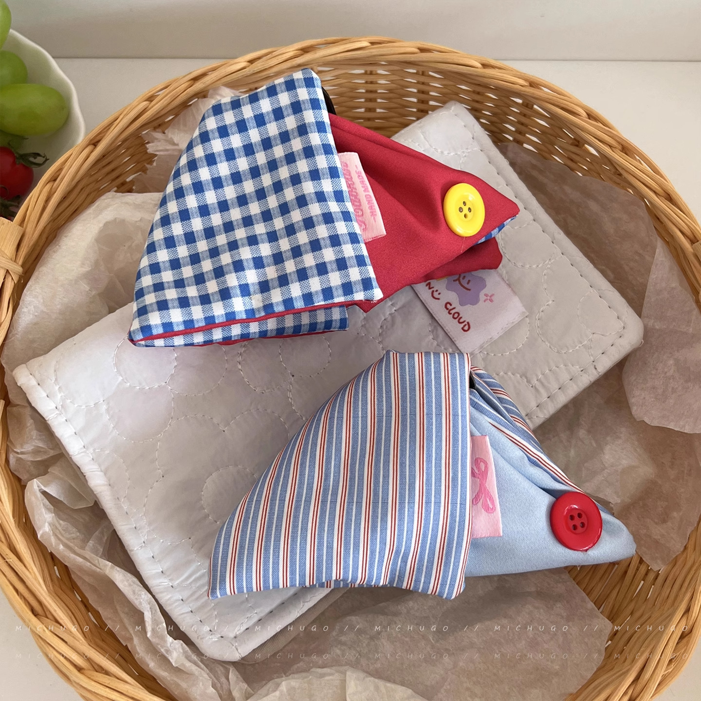 Korean Plaid Button Triangle Hair Claw