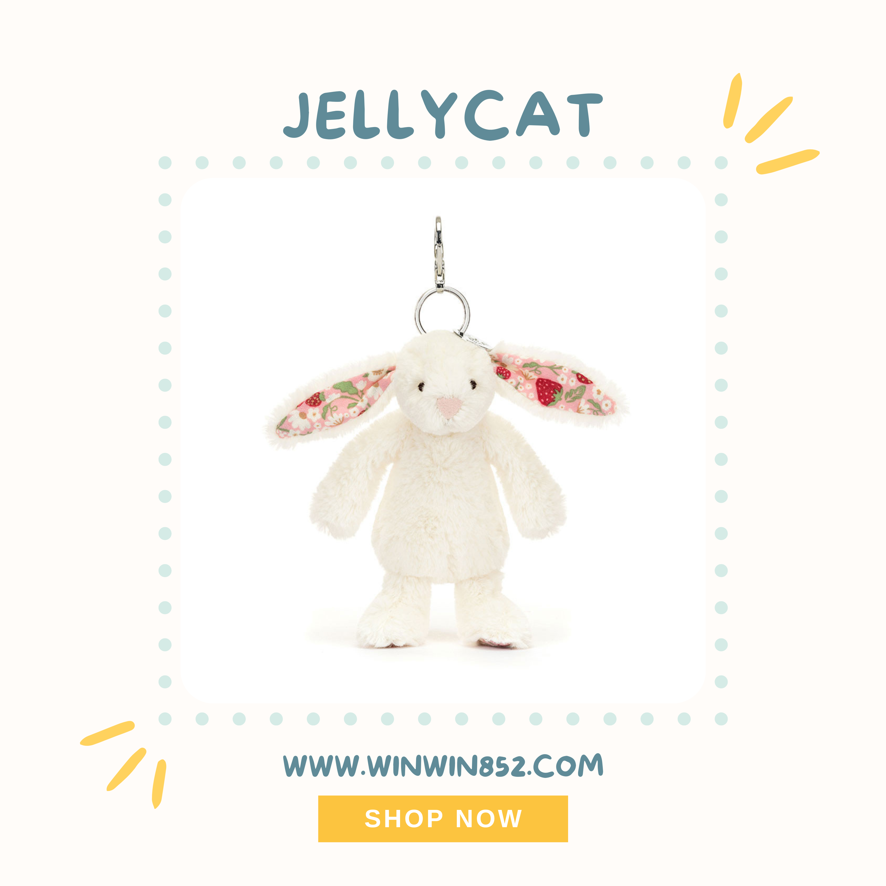 Jellycat Blossom Cream Bunny 'Berry' Bag Charm