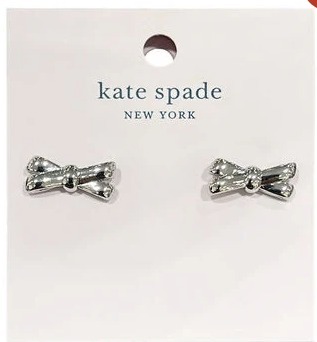 [S] KATE SPADE KA264 DOUBLE BOW EARRINGS,SILVER, 196021195297 (SKS615)