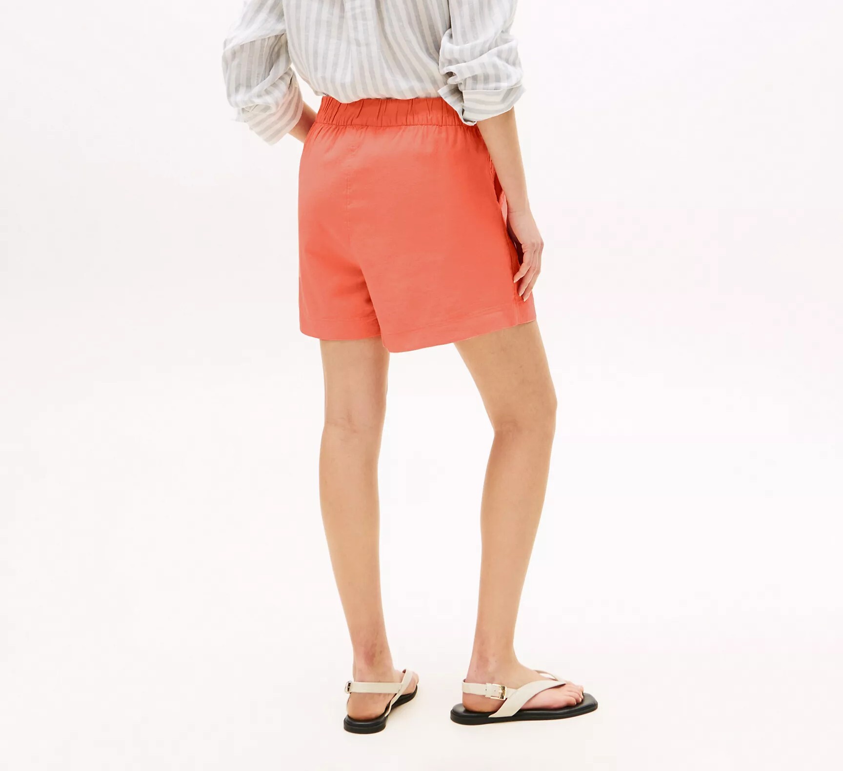 [S] TOMMY HILFIGER ORANGE COTTON LINEN BLEND PULL ON SHORTS, XW04689-651 (STH1405)