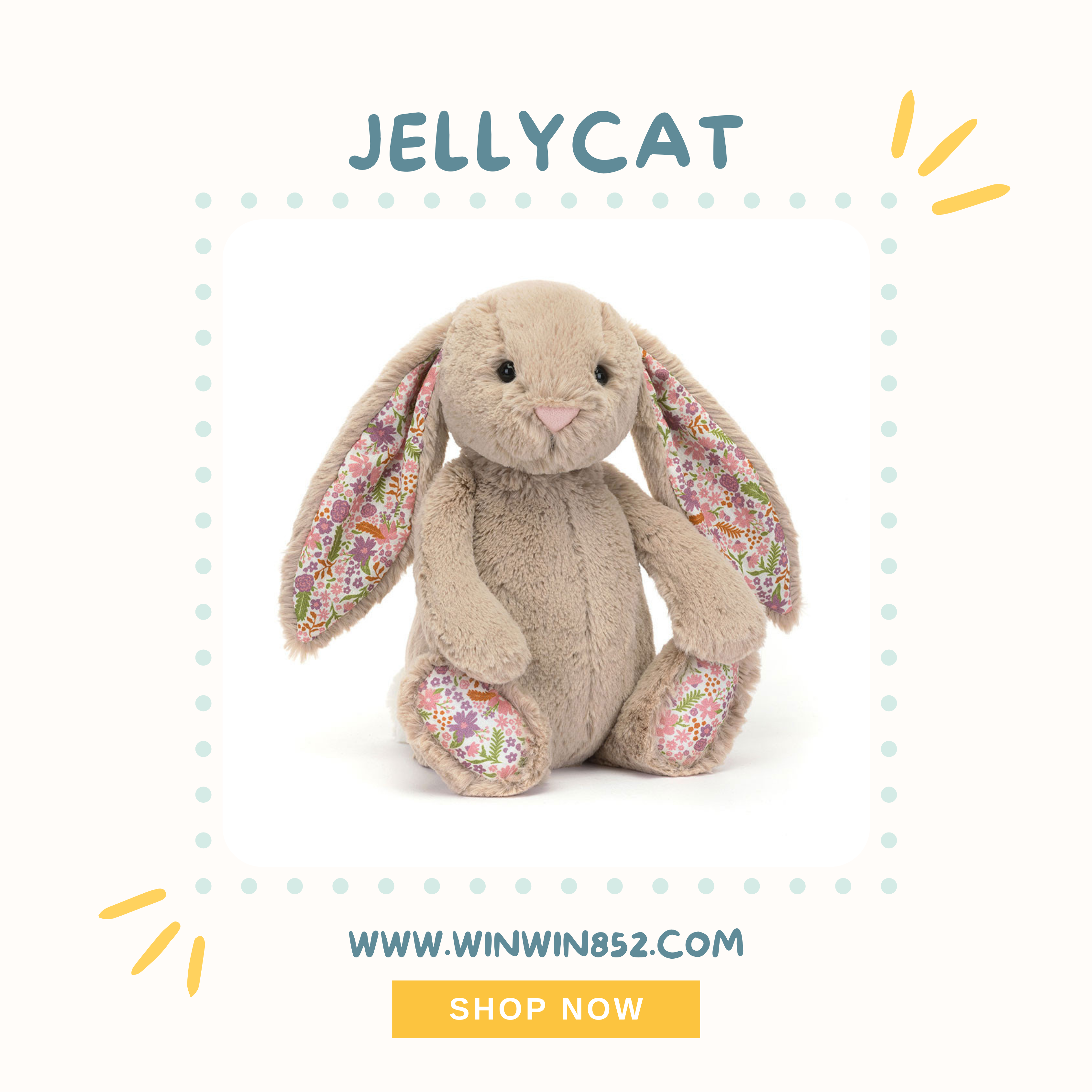 Jellycat Blossom Beige Bunny 'Petal' Medium Size