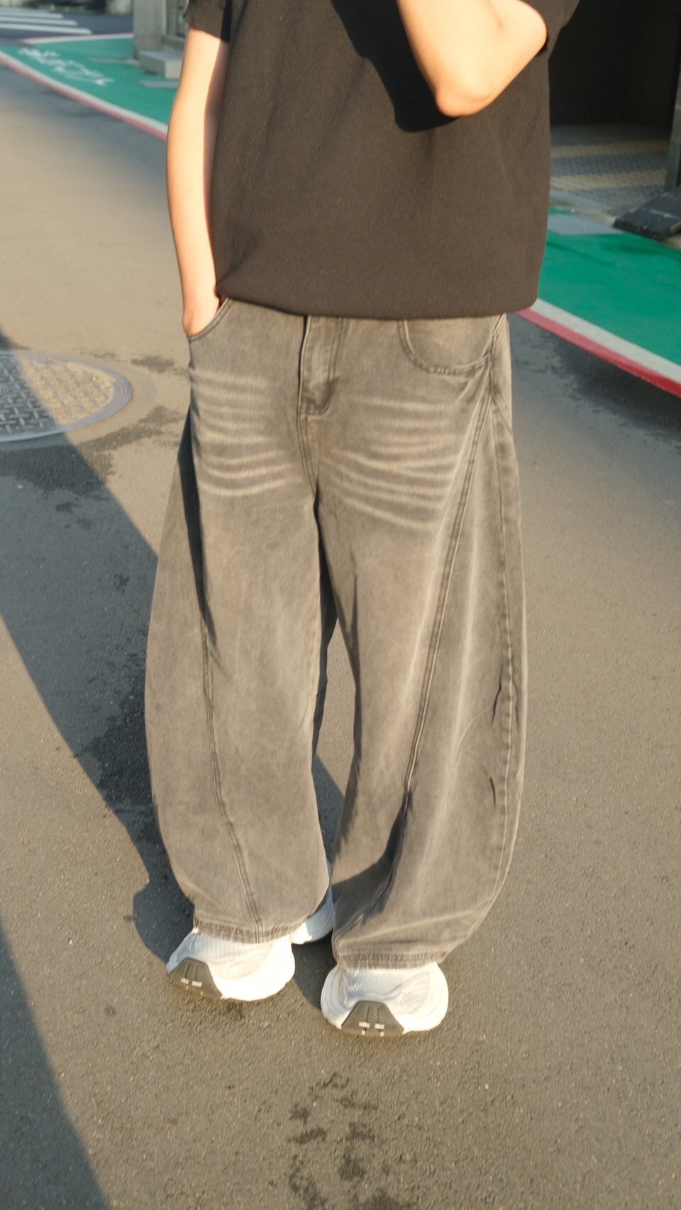 韓國彎刀水洗牛仔褲