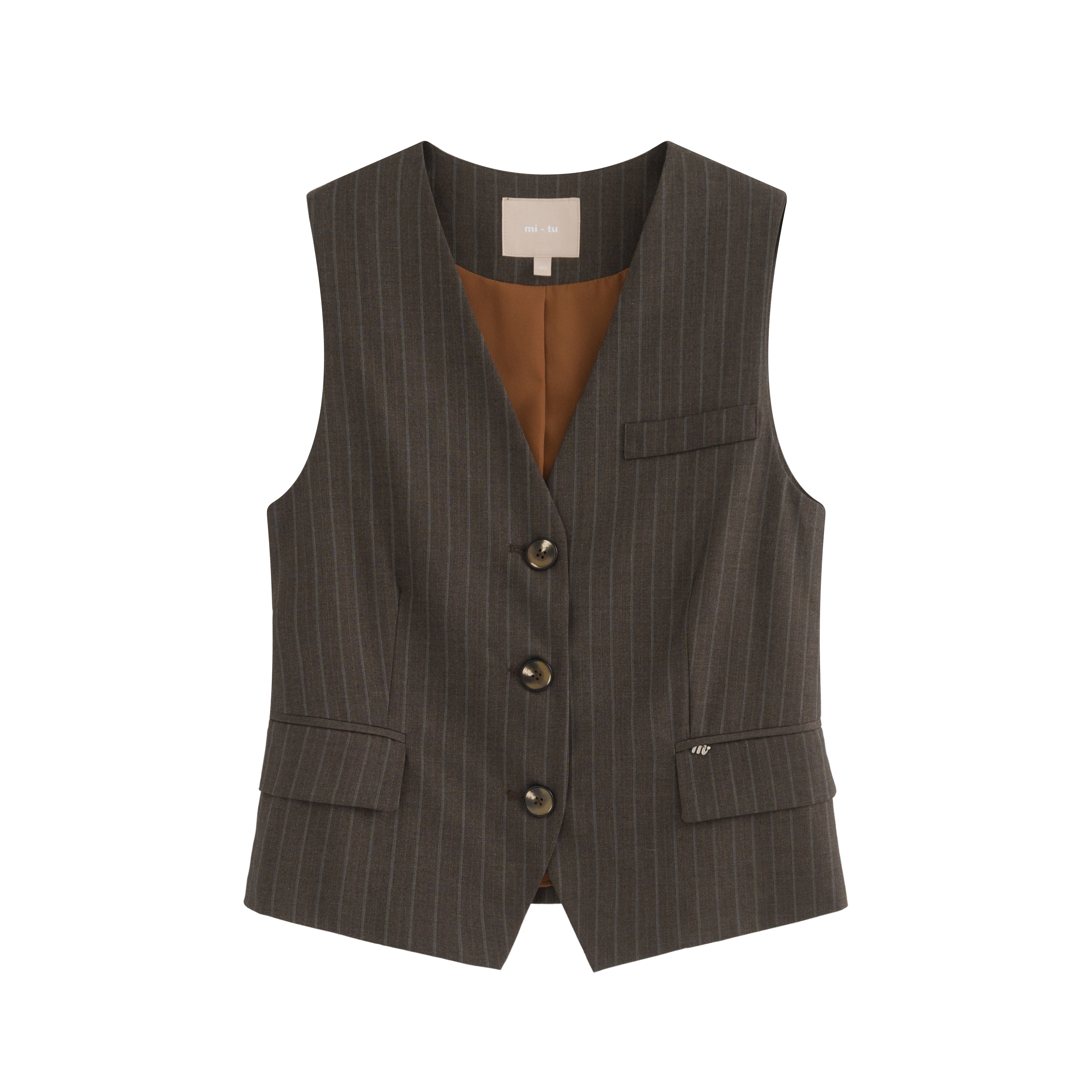 mi-tu 條紋V領馬甲背心