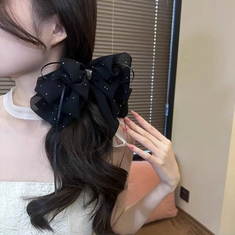 Elegant Starry Sky Bow Ribbon Ponytail Hair Claw
