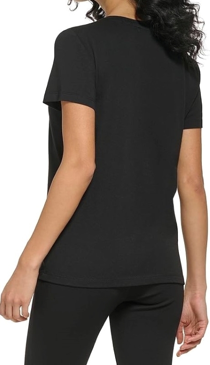 [S] DKNY LOGO PRINT FRONT T-SHIRT,BLACK/BLACK, DJ4T1041-BBL (SD1118)