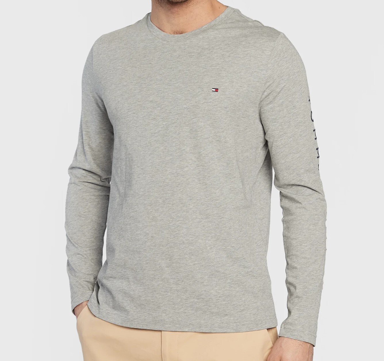 [S] TOMMY HILFIGER TOMMY HILFIGER MEN'S REGULAR FIT LONGSLEEVE,GRAY, 78JB312-030 (STH1139)