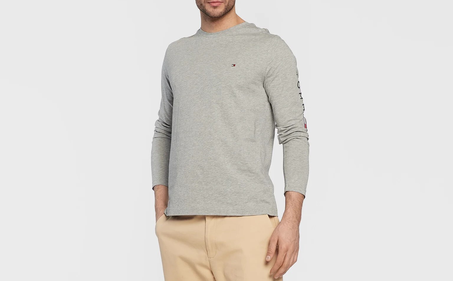 [S] TOMMY HILFIGER TOMMY HILFIGER MEN'S REGULAR FIT LONGSLEEVE,GRAY, 78JB312-030 (STH1139)