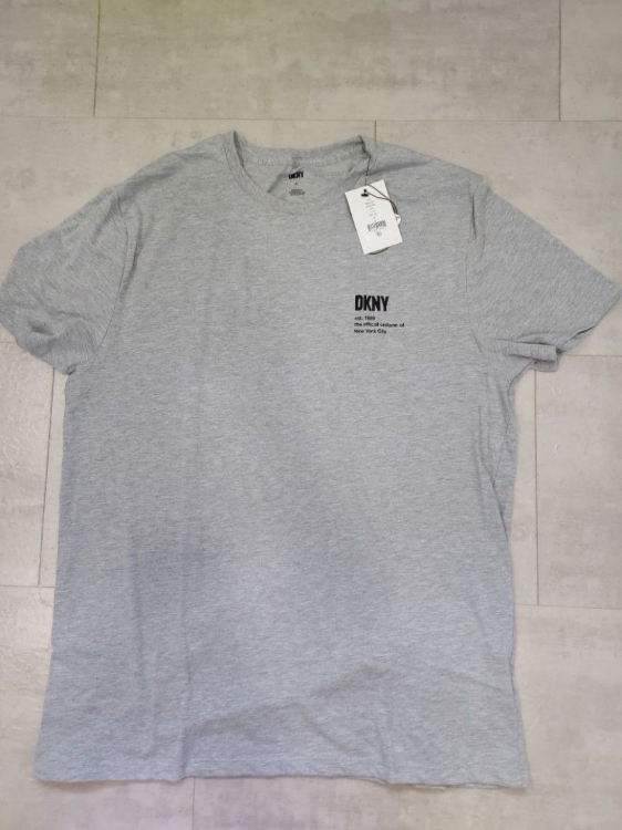 [S] DKNY LOGO PATCH PRINT T-SHIRT,HEATHER GREY, M9910223-HGR [FINAL SALE] (SD1027)