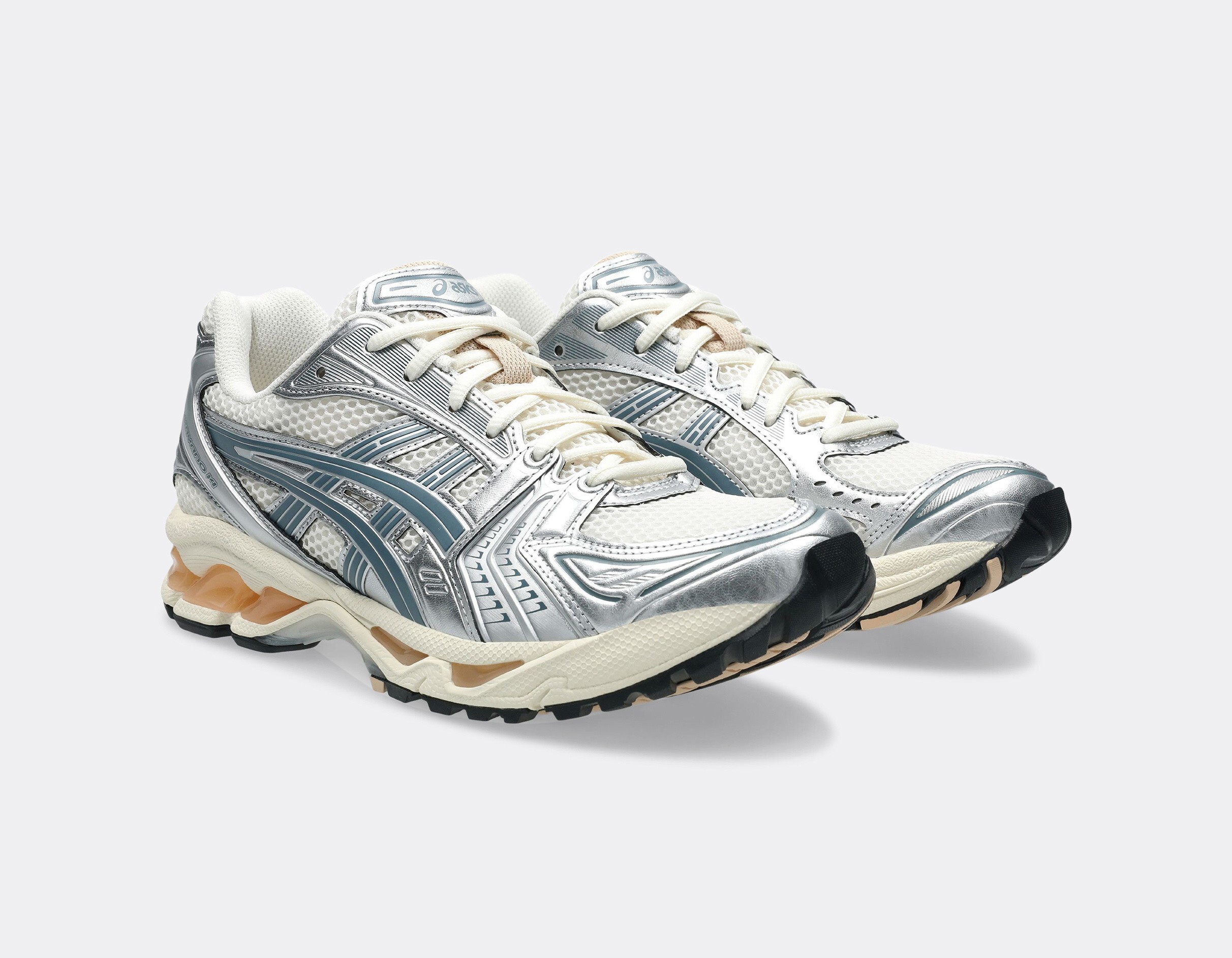 男女鞋 ASICS GEL-KAYANO 14 奶油色 灰銀橘 復古 休閒 慢跑鞋【1203A537-109】亞瑟膠科技跑鞋
