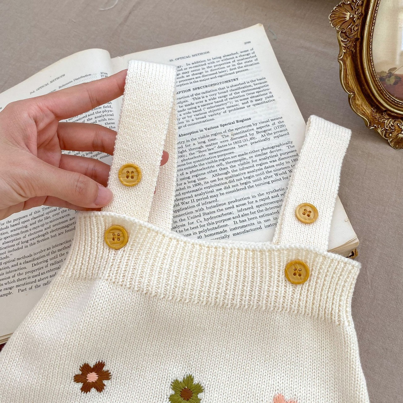 小花針織吊帶包屁衣