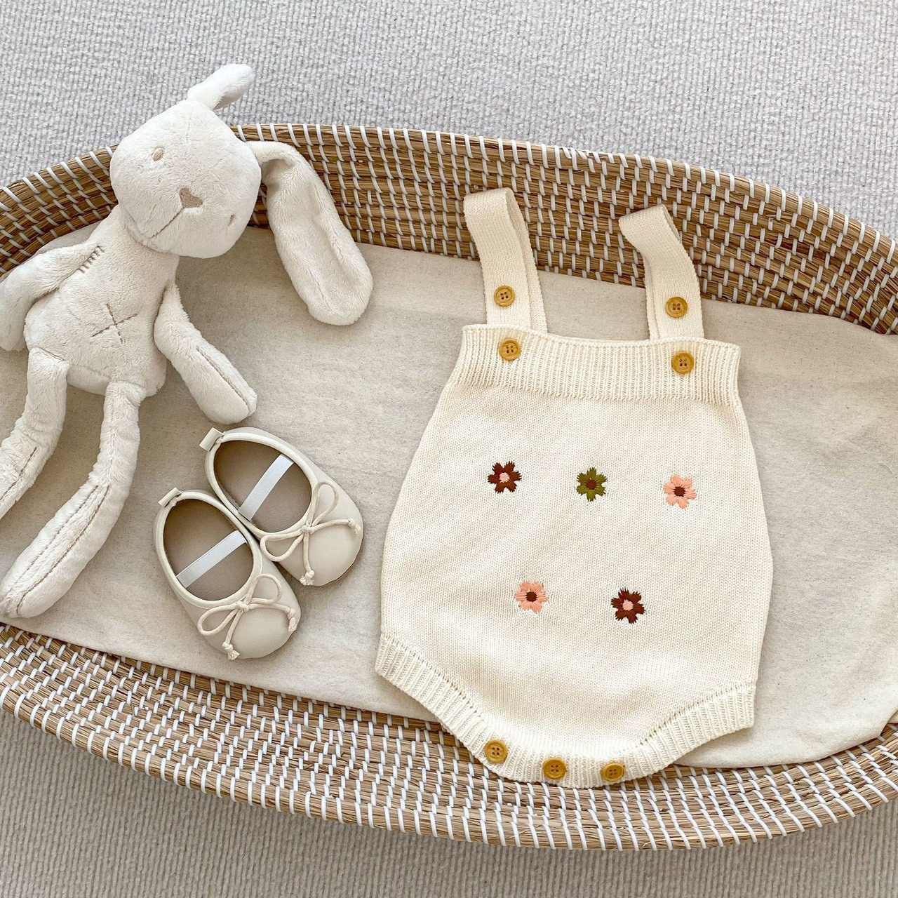 小花針織吊帶包屁衣